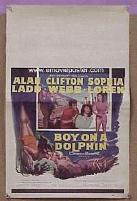 T136 BOY ON A DOLPHIN window card movie poster '57 Alan Ladd, Sophia Loren