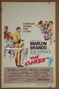 T142 CHASE  window card movie poster '66 Marlon Brando, Jane Fonda