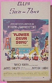 T175 FLOWER DRUM SONG window card movie poster '62 Nancy Kwan, Shigeta