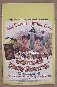 T180 GENTLEMEN MARRY BRUNETTES window card movie poster '55 Russell, Crain