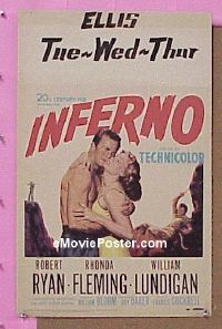 T211 INFERNO  window card movie poster '53 Robert Ryan, Fleming