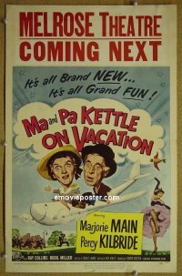 T239 MA & PA KETTLE ON VACATION window card movie poster '53 Marjorie Main