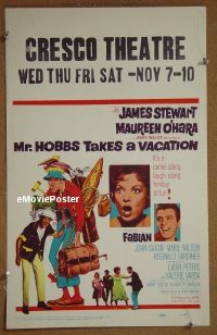 T253 MR HOBBS TAKES A VACATION window card movie poster '62 Jimmy Stewart
