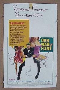 T268 OUR MAN FLINT window card movie poster '66 James Coburn, Cobb
