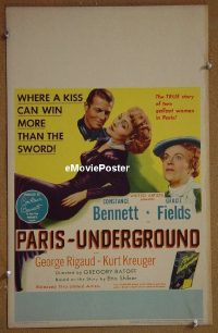 d124 PARIS-UNDERGROUND window card movie poster '45 Constance Bennett, Fields