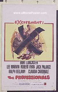 T281 PROFESSIONALS window card movie poster '66 Burt Lancaster, Lee Marvin