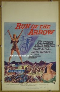 T298 RUN OF THE ARROW window card movie poster '57 Sam Fuller, Rod Steiger