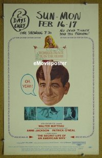 T304 SECRET LIFE OF AN AMERICAN WIFE window card movie poster '68 Matthau