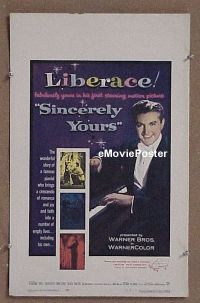 T309 SINCERELY YOURS window card movie poster '55 Liberace, Joanne Dru
