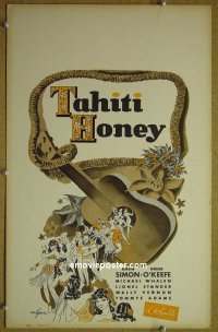 d167 TAHITI HONEY window card movie poster '43 Simone Simon, Jack Graven art!