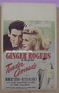 T338 TENDER COMRADE window card movie poster '44 Gingers Rogers, Ryan