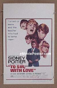 d173 TO SIR WITH LOVE window card movie poster '67 Sidney Poitier, Lulu