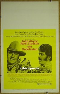 d176 UNDEFEATED window card movie poster '69 John Wayne, Rock Hudson