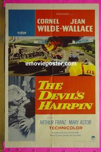 #3293 DEVIL'S HAIRPIN 1sh '57 car racing!