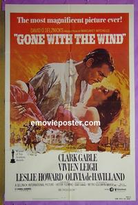 #3493 GONE WITH THE WIND 1sh R80 Gable, Leigh