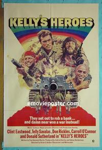 #3635 KELLY'S HEROES 1sh R72 Clint Eastwood, Telly Savalas, Don Rickles, Donald Sutherland!