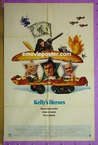 #3636 KELLY'S HEROES style B 1sh '70 Clint Eastwood