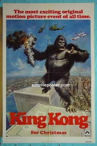 #3655 KING KONG teaser 1sh '76 BIG Ape,Lange