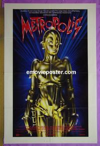 #3838 METROPOLIS int'l 1sh R84 Fritz Lang classic, Girogio Moroder, art of female robot by Nikosey!