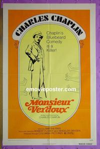 #3864 MONSIEUR VERDOUX 1sh R72 Charlie Chaplin