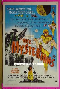 #3896 MYSTERIANS RKO 1sh '59 Ishiro Honda, they're abducting Earth's women & leveling its cities!