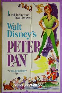 #4012 PETER PAN 1sh R58 Walt Disney classic