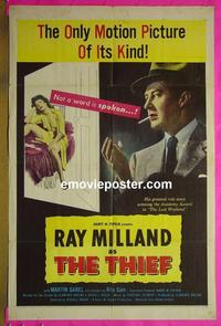 #4411 THIEF 1sh '52 Ray Milland silent film!