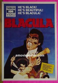 #3152 BLACULA video 1sh R80s blaxploitation! classic!