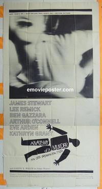 #5118 ANATOMY OF A MURDER three-sheet movie poster '59 Stewart