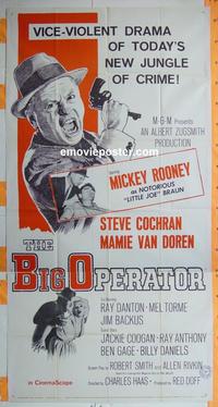 #5122 BIG OPERATOR three-sheet movie poster '59 Rooney, Van Doren