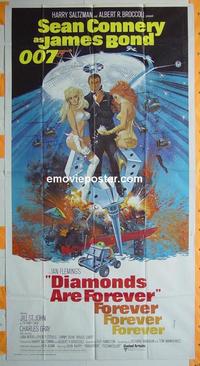 #5131 DIAMONDS ARE FOREVER three-sheet movie poster '71 Connery