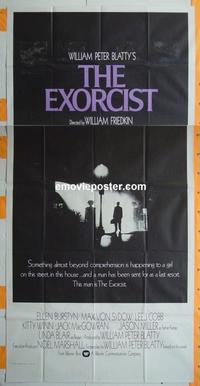 #5134 EXORCIST three-sheet movie poster '74 Friedkin, Von Sydow
