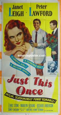 #5148 JUST THIS ONCE three-sheet movie poster '52 Janet Leigh
