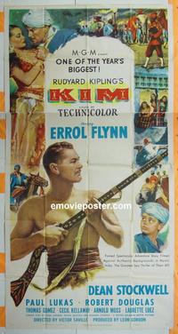 #5150 KIM three-sheet movie poster '50 Errol Flynn, Kipling