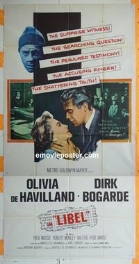 #5152 LIBEL three-sheet movie poster '59 de Havilland, Bogarde