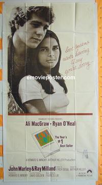 #5156 LOVE STORY three-sheet movie poster '70 Ali MacGraw