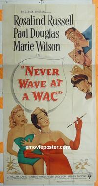 #5162 NEVER WAVE AT A WAC three-sheet movie poster '53 Roz Russell