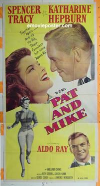 #5165 PAT & MIKE three-sheet movie poster '52 Tracy & Hepburn