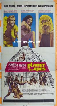 #5167 PLANET OF THE APES three-sheet movie poster '68 Heston
