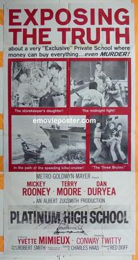 #5168 PLATINUM HIGH SCHOOL three-sheet movie poster '60 Terry Moore