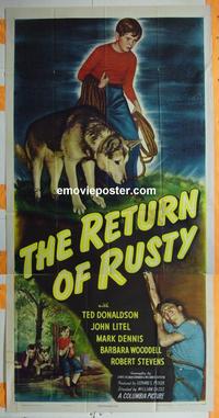 #5172 RETURN OF RUSTY three-sheet movie poster '46 boy & dog!