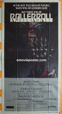 #5173 ROLLERBALL three-sheet movie poster '75 James Caan, Houseman