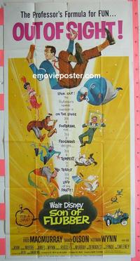 #5183 SON OF FLUBBER three-sheet movie poster R70 Walt Disney