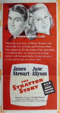 #5189 STRATTON STORY three-sheet movie poster R56 Stewart, baseball!