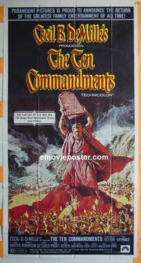 #5112 10 COMMANDMENTS three-sheet movie poster R72 Heston