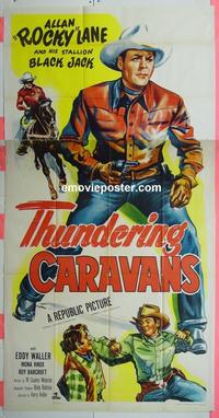 #5193 THUNDERING CARAVANS three-sheet movie poster '52 Rocky Lane