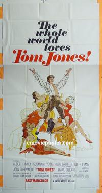 #5195 TOM JONES three-sheet movie poster '63 Albert Finney