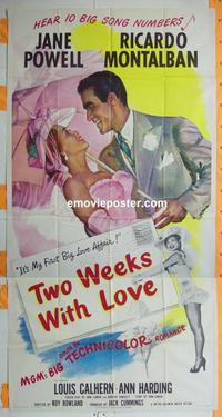 #5113 2 WEEKS WITH LOVE three-sheet movie poster '50 Jane Powell