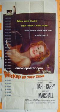 #5201 WICKED AS THEY COME three-sheet movie poster '56 bad girl!