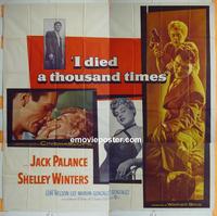 #5006 I DIED A 1000 TIMES six-sheet movie poster '55 Jack Palance